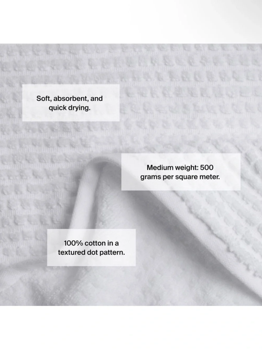 Parachute Terry Dot Hand Towels •White•